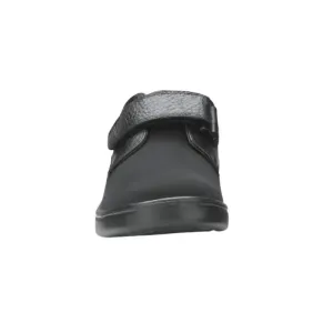 The Dr. Comfort Annie women's shoe in black, front view showing the wide toe box