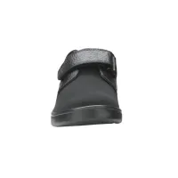 The Dr. Comfort Annie women's shoe in black, front view showing the wide toe box
