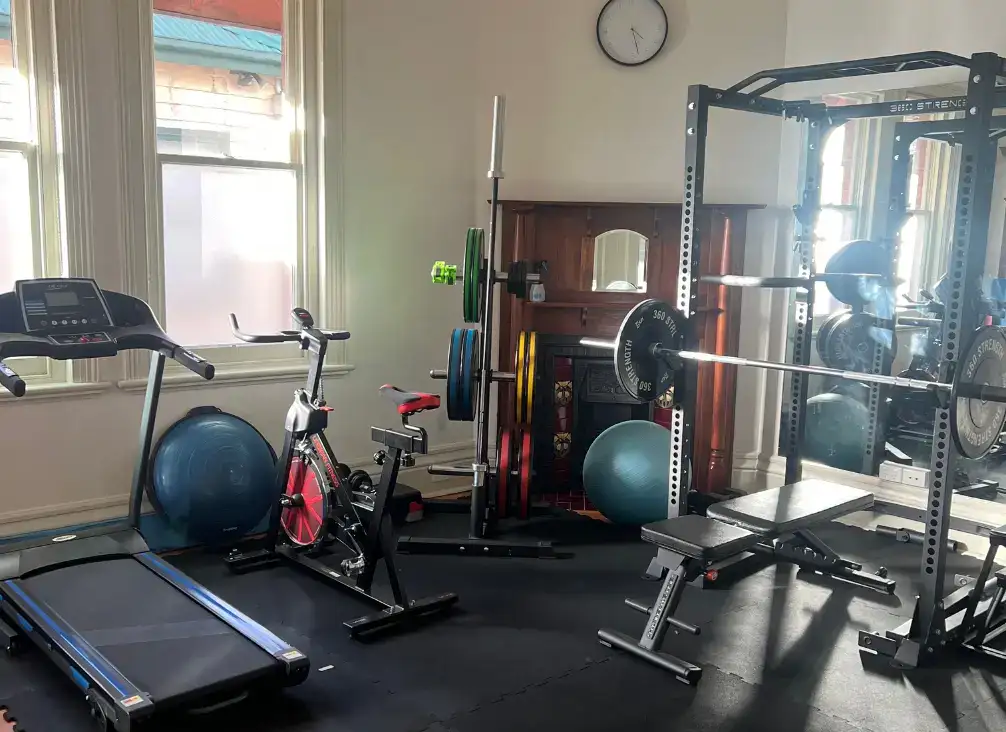 The rehabilitation gym area, with mats and exercise equipment