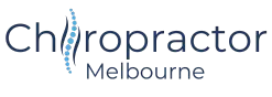 Chiropractor Melbourne logo featuring a stylised blue spine